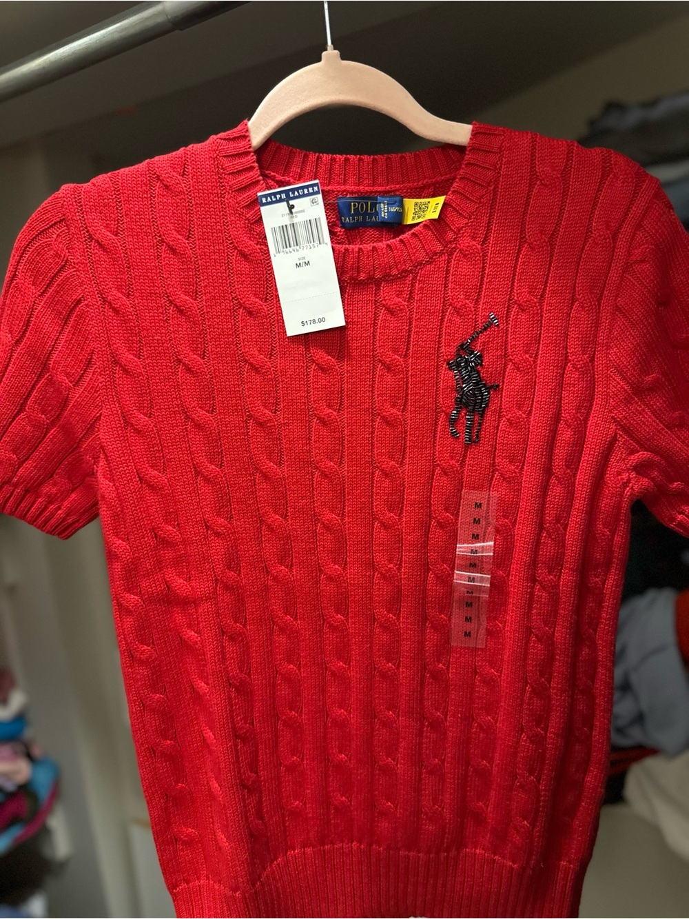 Polo by Ralph Lauren Red Cable Knit Crewneck Top - Picture 1 of 4